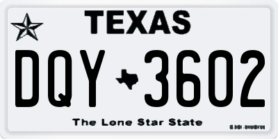 TX license plate DQY3602
