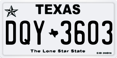 TX license plate DQY3603