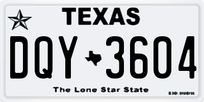TX license plate DQY3604