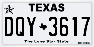 TX license plate DQY3617