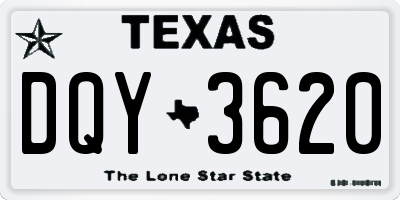 TX license plate DQY3620