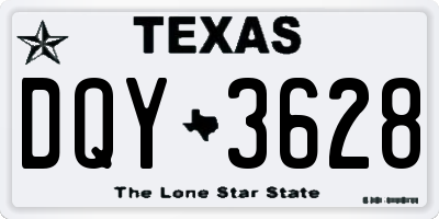 TX license plate DQY3628