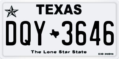 TX license plate DQY3646