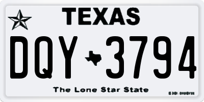 TX license plate DQY3794