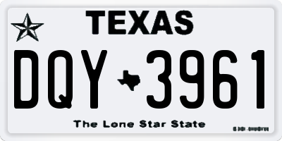 TX license plate DQY3961
