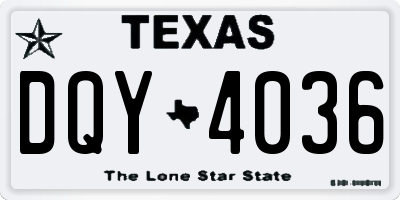 TX license plate DQY4036
