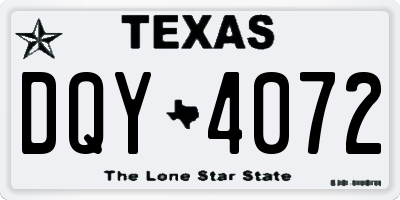 TX license plate DQY4072