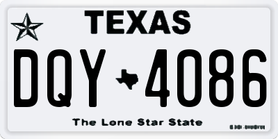 TX license plate DQY4086