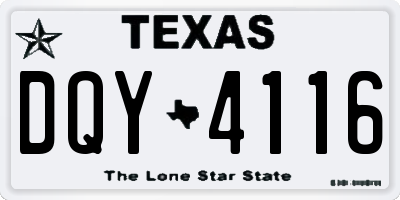 TX license plate DQY4116