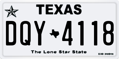 TX license plate DQY4118