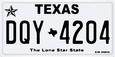 TX license plate DQY4204
