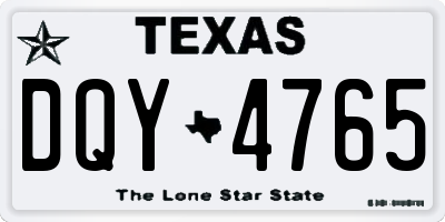 TX license plate DQY4765