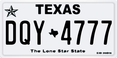 TX license plate DQY4777