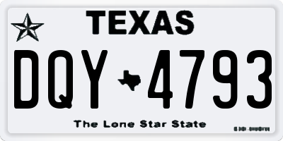 TX license plate DQY4793