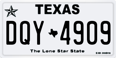 TX license plate DQY4909