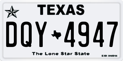 TX license plate DQY4947
