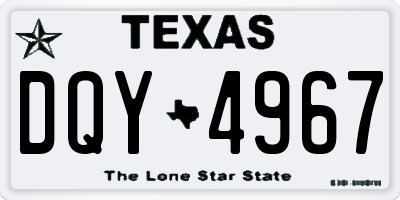 TX license plate DQY4967