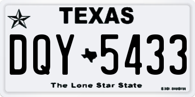 TX license plate DQY5433