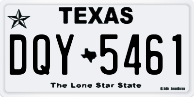 TX license plate DQY5461