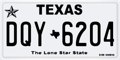 TX license plate DQY6204
