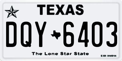 TX license plate DQY6403