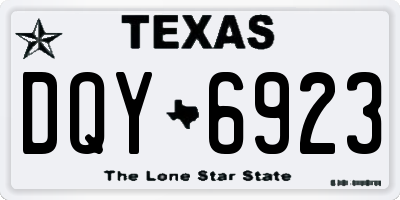 TX license plate DQY6923