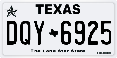 TX license plate DQY6925