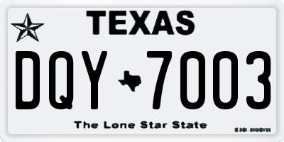 TX license plate DQY7003