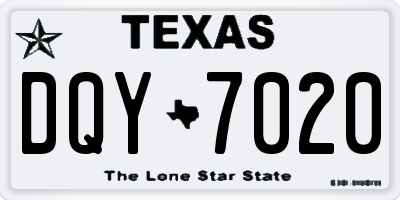 TX license plate DQY7020