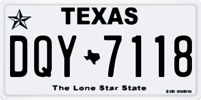 TX license plate DQY7118