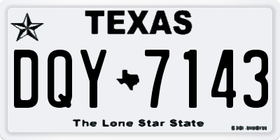TX license plate DQY7143