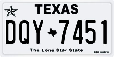 TX license plate DQY7451