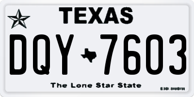 TX license plate DQY7603