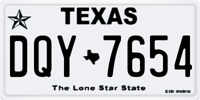 TX license plate DQY7654