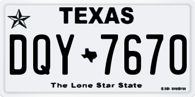 TX license plate DQY7670