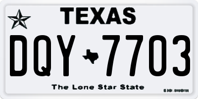 TX license plate DQY7703
