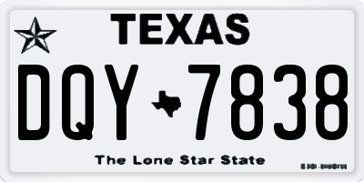 TX license plate DQY7838