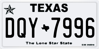 TX license plate DQY7996