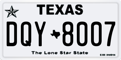 TX license plate DQY8007