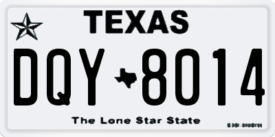 TX license plate DQY8014