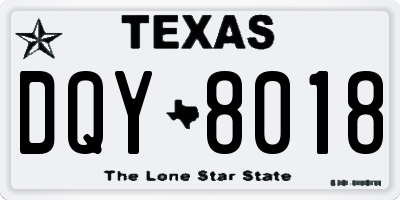 TX license plate DQY8018