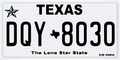 TX license plate DQY8030