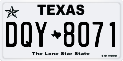TX license plate DQY8071