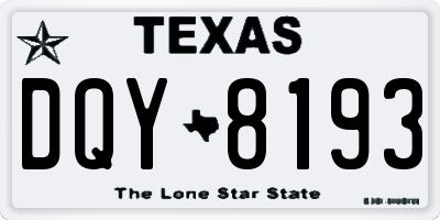 TX license plate DQY8193