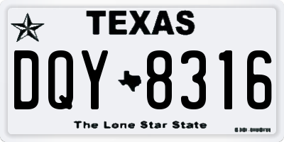 TX license plate DQY8316