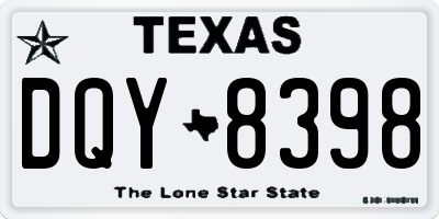 TX license plate DQY8398