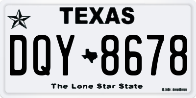 TX license plate DQY8678