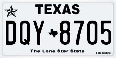 TX license plate DQY8705