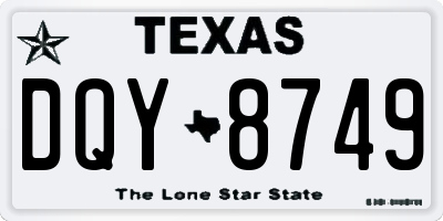 TX license plate DQY8749