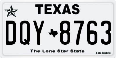 TX license plate DQY8763